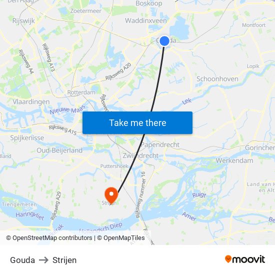 Gouda to Strijen map