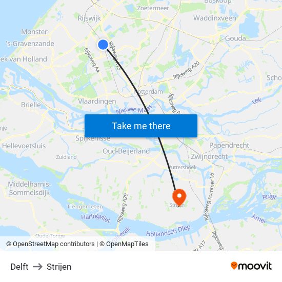 Delft to Strijen map
