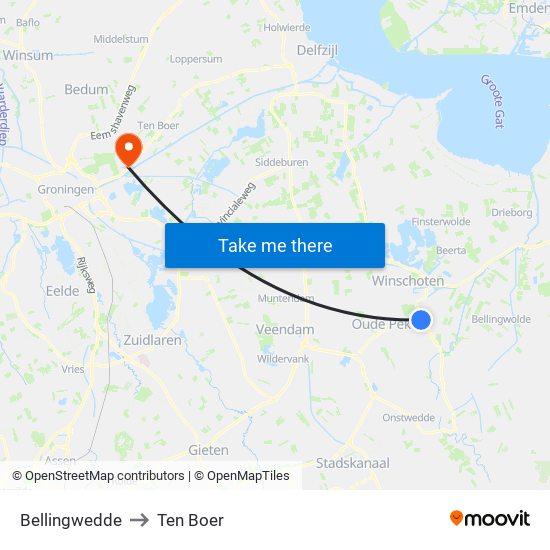 Bellingwedde to Ten Boer map