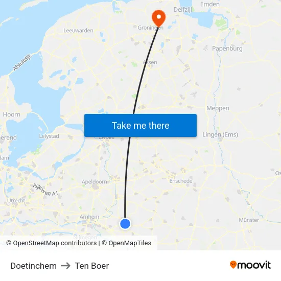 Doetinchem to Ten Boer map