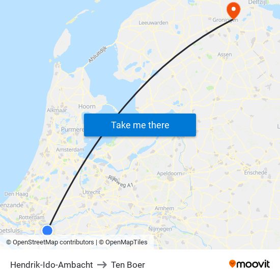 Hendrik-Ido-Ambacht to Ten Boer map