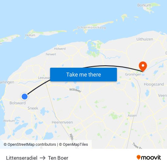 Littenseradiel to Ten Boer map
