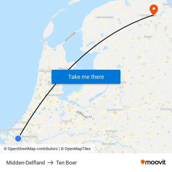 Midden-Delfland to Ten Boer map