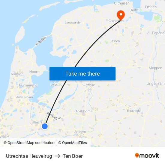 Utrechtse Heuvelrug to Ten Boer map