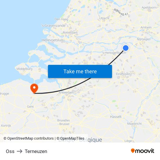 Oss to Terneuzen map