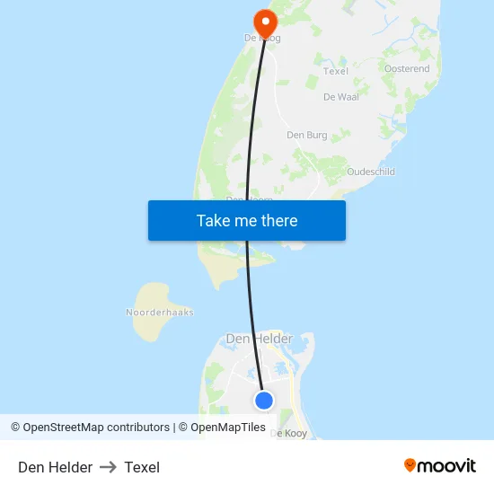 Den Helder to Texel map