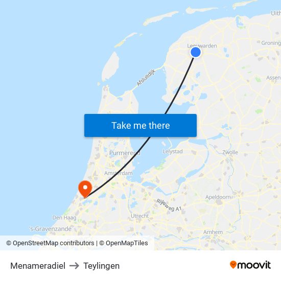 Menameradiel to Teylingen map