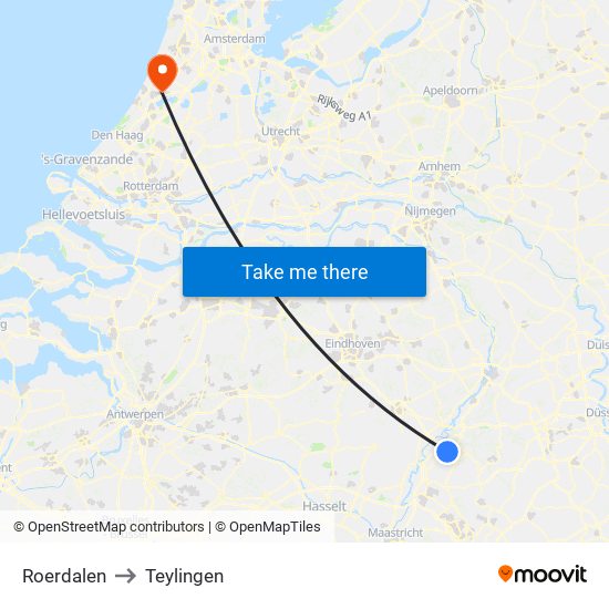 Roerdalen to Teylingen map