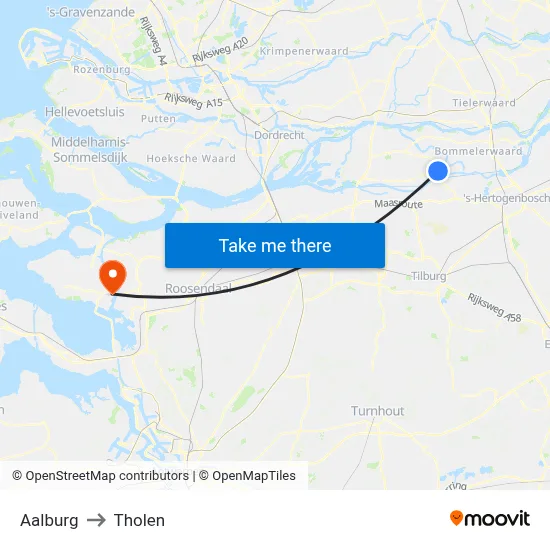 Aalburg to Tholen map