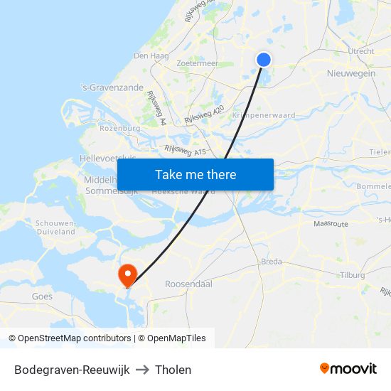 Bodegraven-Reeuwijk to Tholen map