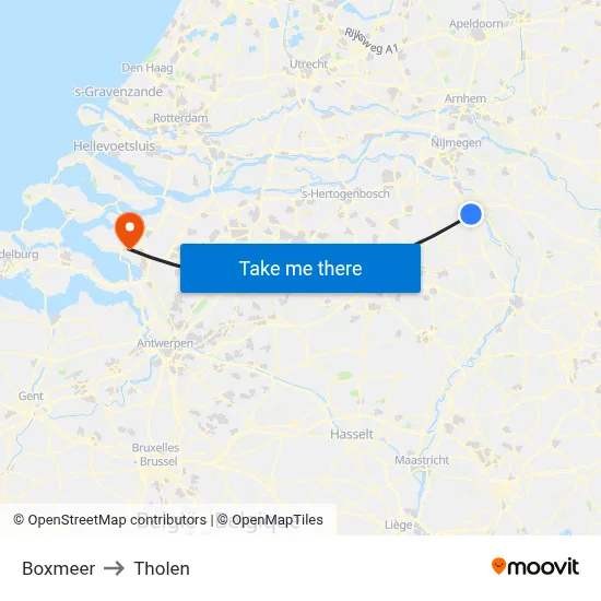 Boxmeer to Tholen map