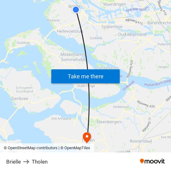 Brielle to Tholen map