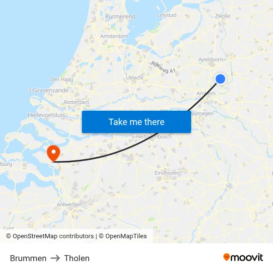 Brummen to Tholen map