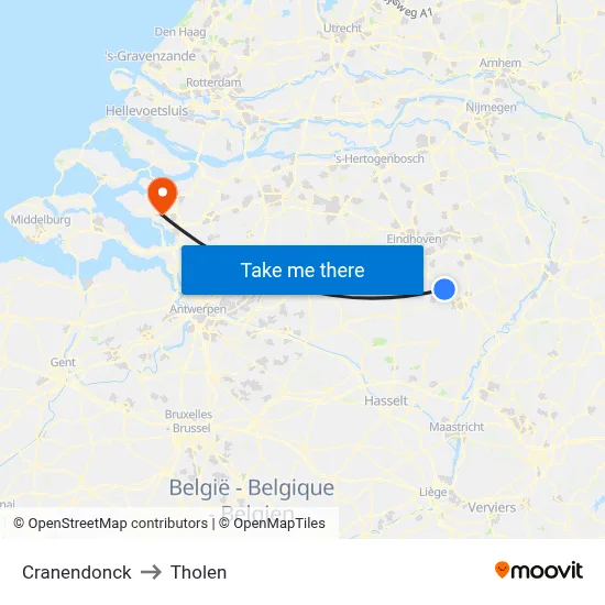 Cranendonck to Tholen map