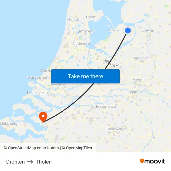 Dronten to Tholen map