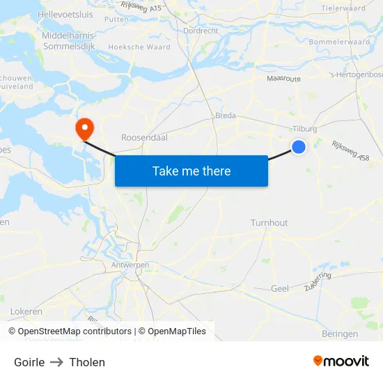 Goirle to Tholen map
