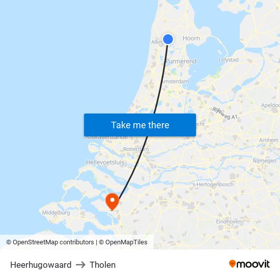 Heerhugowaard to Tholen map