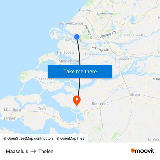 Maassluis to Tholen map