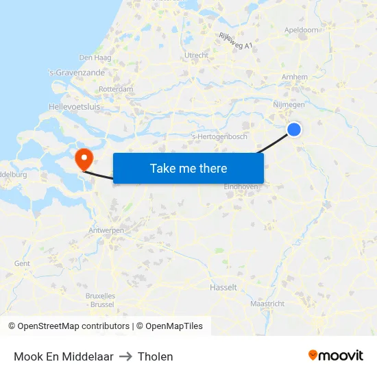 Mook En Middelaar to Tholen map
