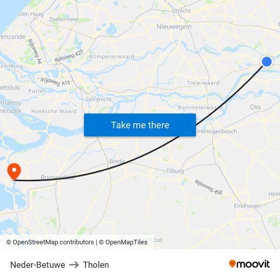 Neder-Betuwe to Tholen map