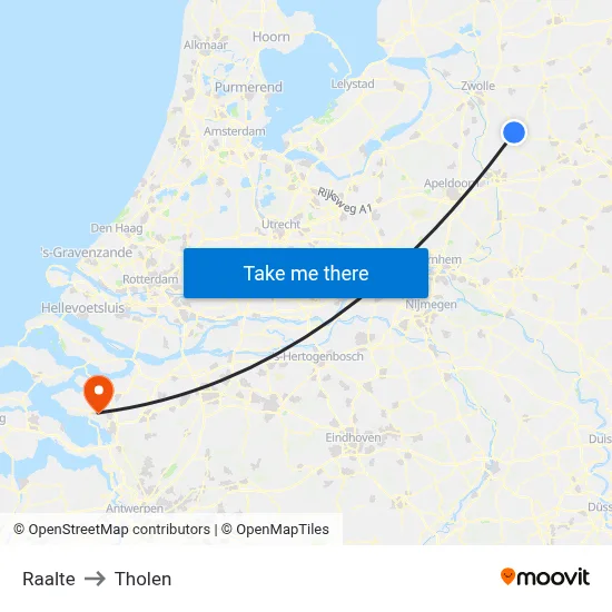 Raalte to Tholen map