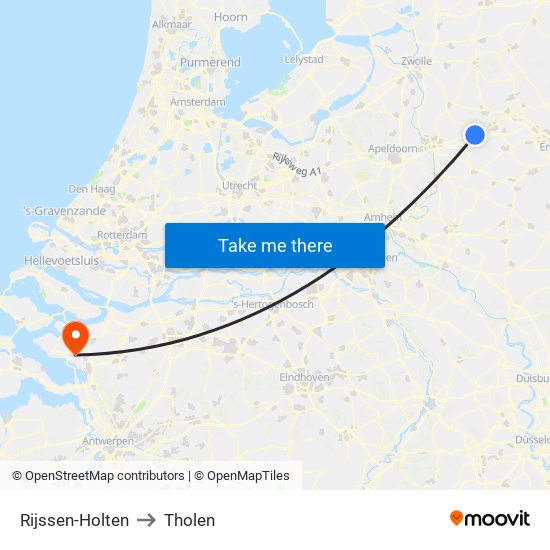 Rijssen-Holten to Tholen map