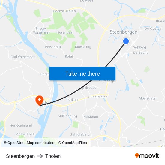 Steenbergen to Tholen map