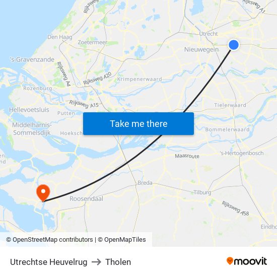 Utrechtse Heuvelrug to Tholen map