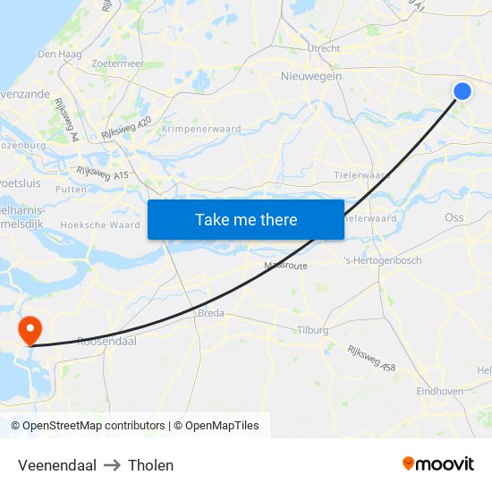 Veenendaal to Tholen map