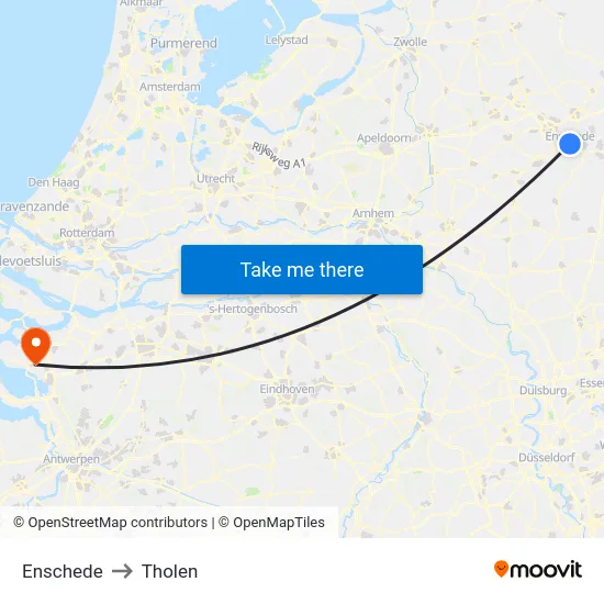 Enschede to Tholen map