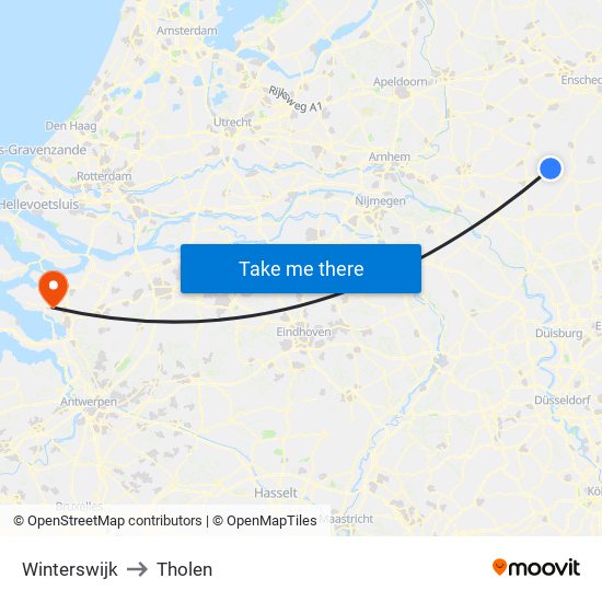 Winterswijk to Tholen map