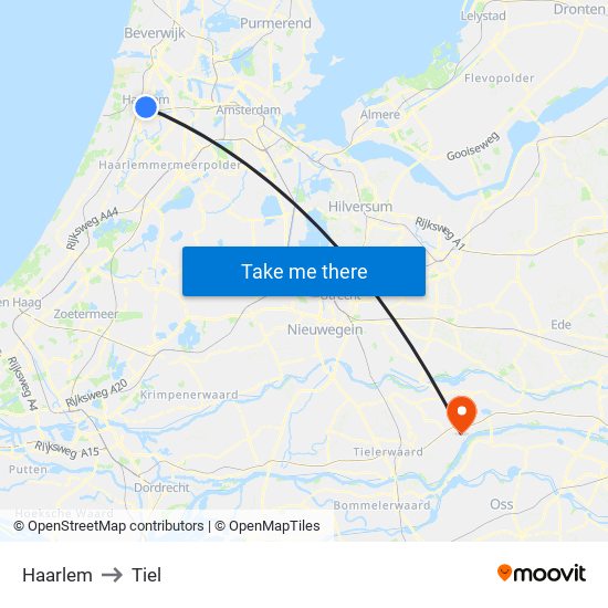Haarlem to Tiel map
