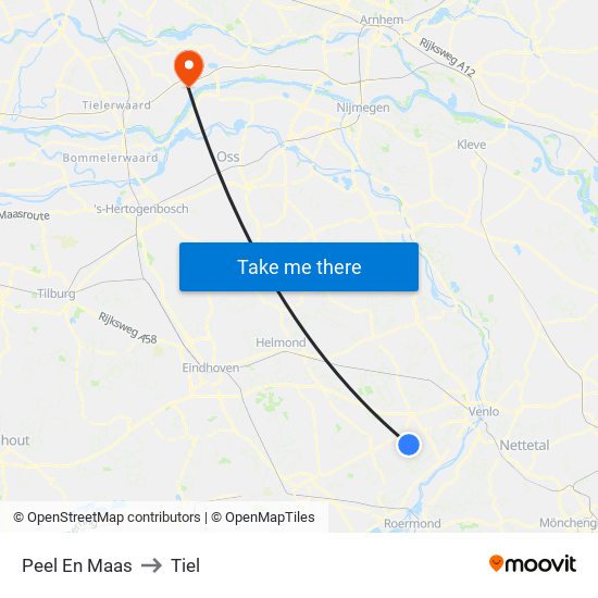 Peel En Maas to Tiel map