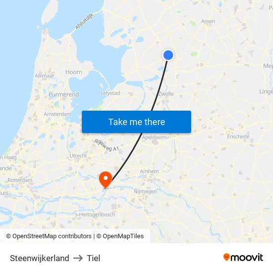 Steenwijkerland to Tiel map