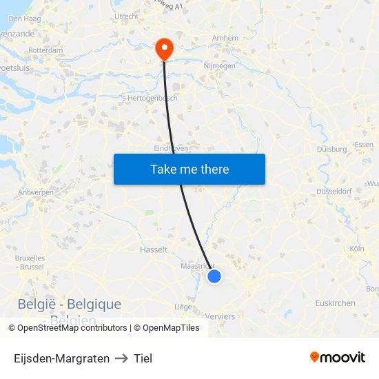 Eijsden-Margraten to Tiel map