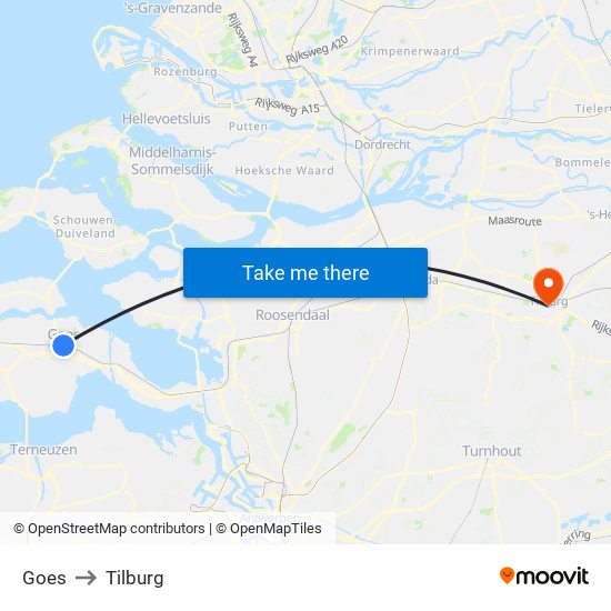 Goes to Tilburg map