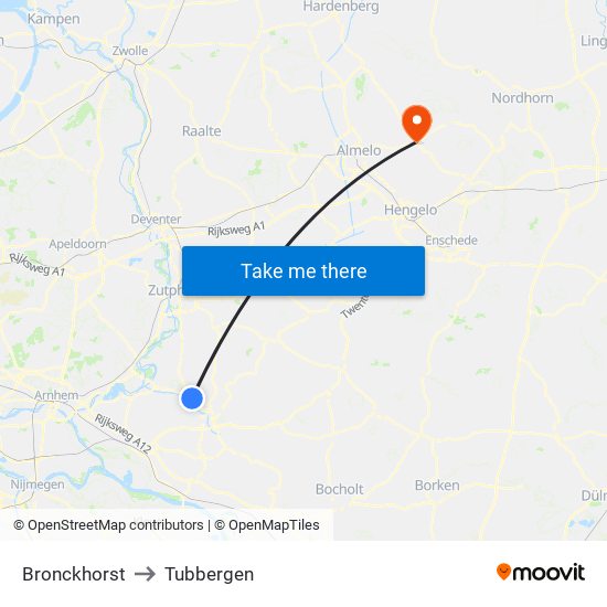 Bronckhorst to Tubbergen map