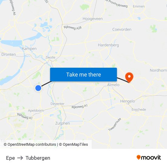 Epe to Tubbergen map
