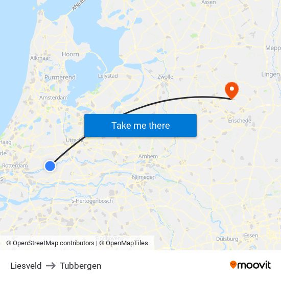 Liesveld to Tubbergen map