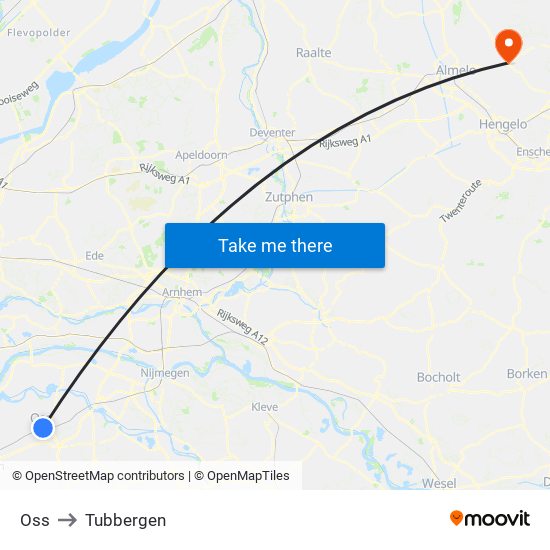 Oss to Tubbergen map