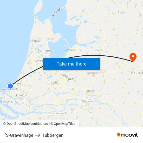 'S-Gravenhage to Tubbergen map