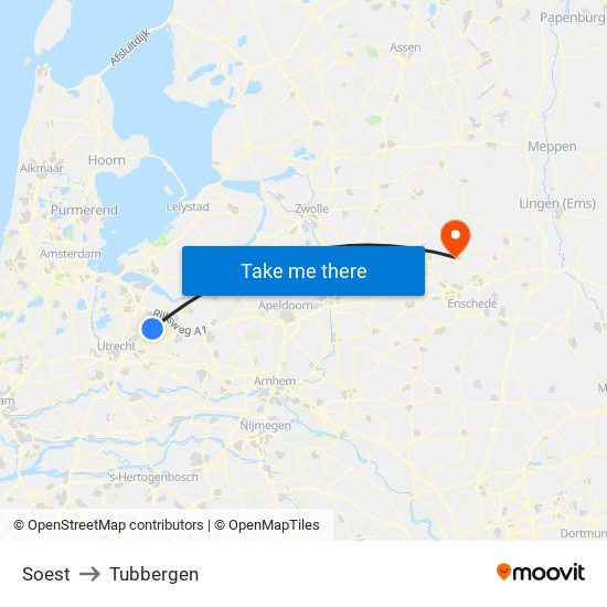 Soest to Tubbergen map