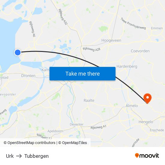 Urk to Tubbergen map