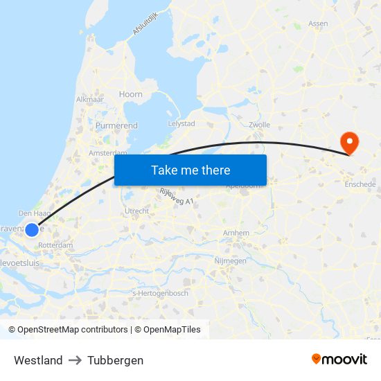 Westland to Tubbergen map