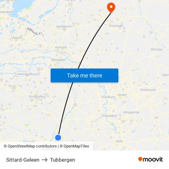 Sittard-Geleen to Tubbergen map