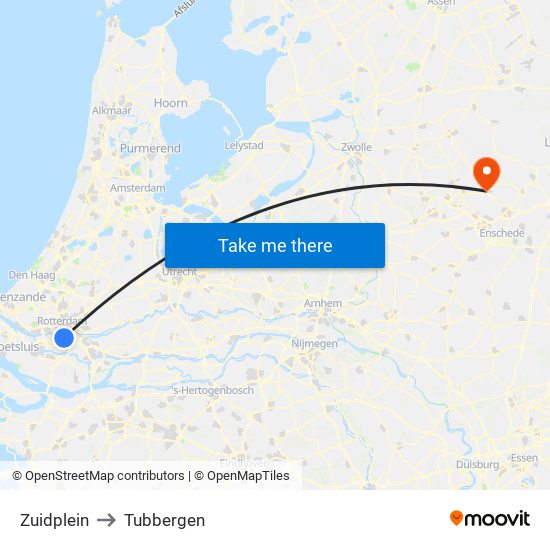 Zuidplein to Tubbergen map