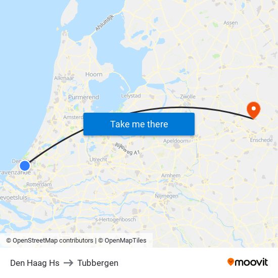 Den Haag Hs to Tubbergen map