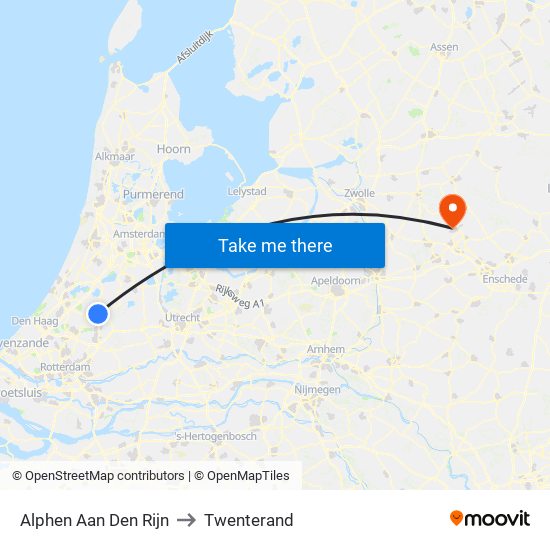 Alphen Aan Den Rijn to Twenterand map