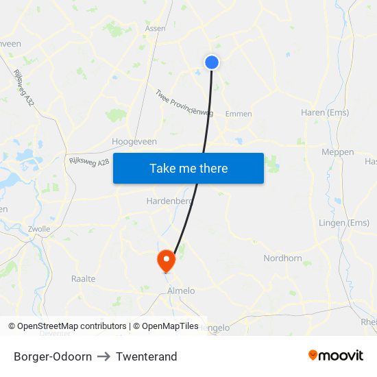Borger-Odoorn to Twenterand map