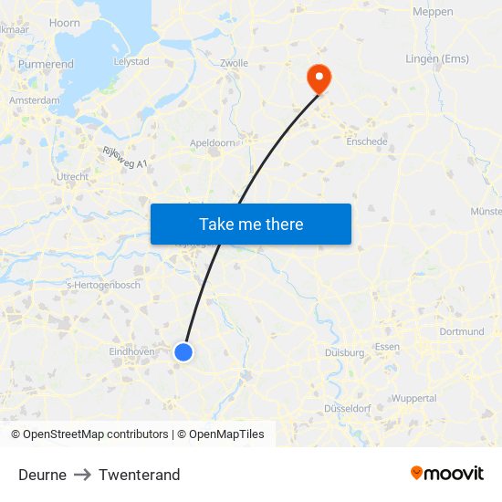 Deurne to Twenterand map